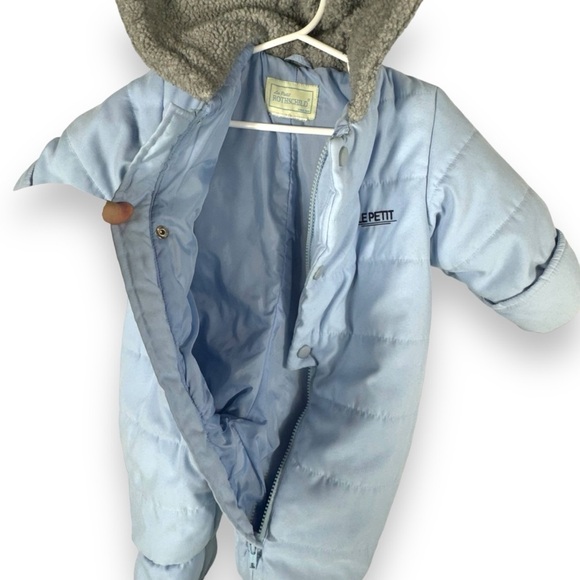 Le Petit Rothschild Infant Winter Snowsuit Bunting, Light Blue/Grey, Size 6 mos - Picture 3 of 13